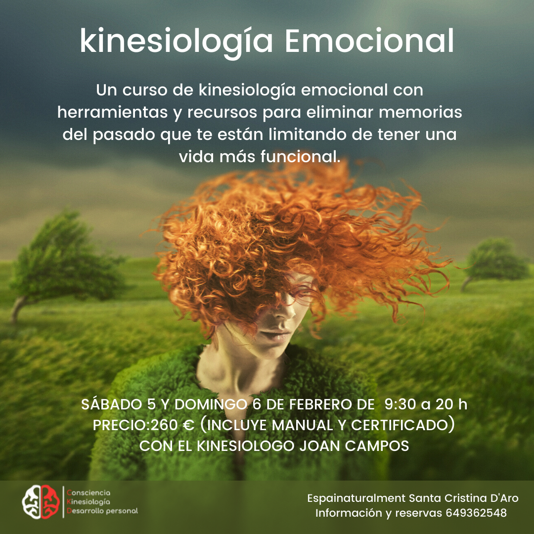 Curso de Kinesiología Emocional en Santa Cristina D’Aro días 5 y 6 de febrero.